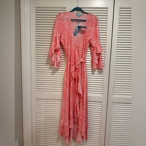 Melissa Odabash Maxi Dress - Cheryl Wrap Tropical Print Coral